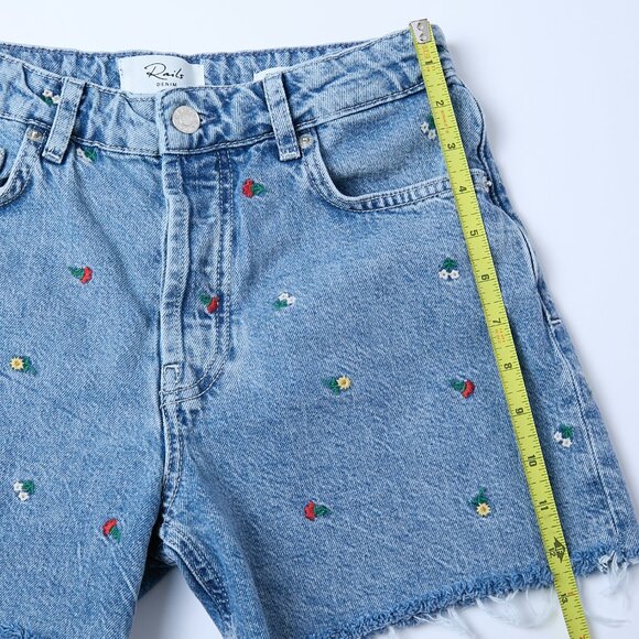 Rails Zuma Embroidered Flower Field Frayed Hem Denim Shorts Size 25 cottagecore - Picture 13 of 16